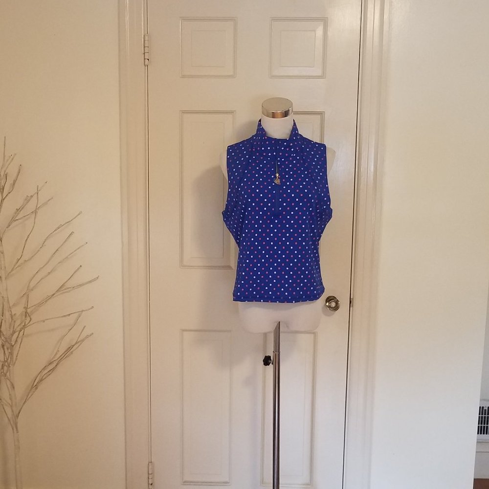 NWT Lilly Pulitzer Luxletic Callie Half Zip Borealis Blue UPF 50+ Sz XL